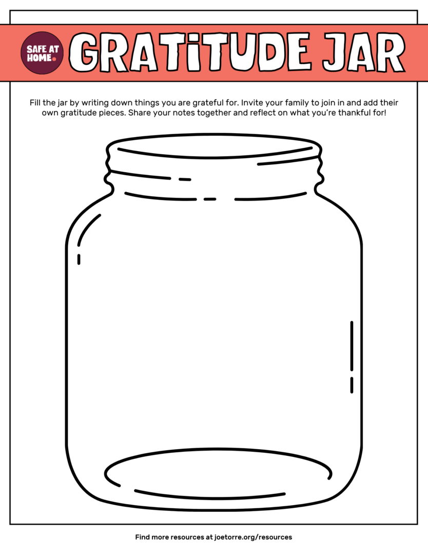 Image of a jar with instructions to write down what you are grateful for inside of teh jar